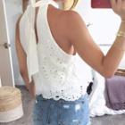 Halter-neck Bow-back Perforated Top