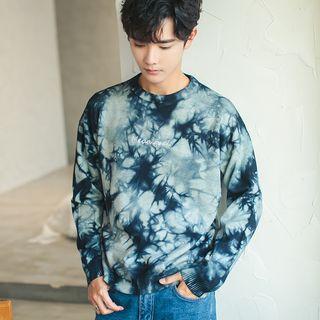 Dye Print Letter Embroidered Sweater