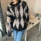 Printed Sweater Black & Khaki - One Size