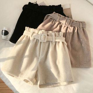 Buckled Woolen Shorts