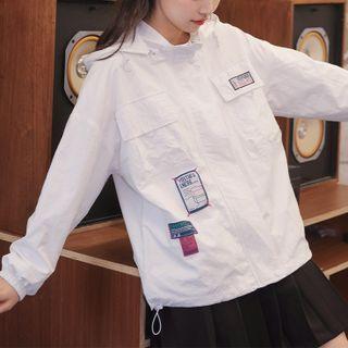 Applique Hooded Zip-up Jacket