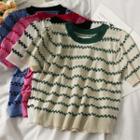 Slim-fit Striped Crop Knit Top
