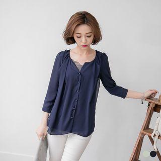 Chiffon Button-front Blouse