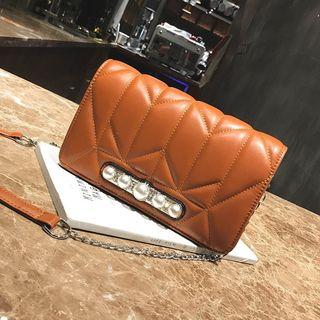 Faux-pearl Detail Chain Strap Shoulder Bag