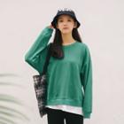 Mock Two Piece Two Tone Pullover Green - One Size