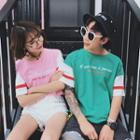 Couple Matching Short-sleeve Color-block T-shirt