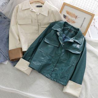 Color-block Faux Leather Jacket
