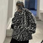 Zebra Print Fleece Zip Jacket