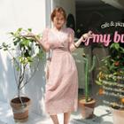 Lace-trim Floral Print Dress Pink - One Size