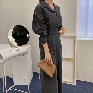 Open-placket Band-hem Blouse