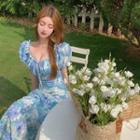 Short-sleeve Print Slim-fit Dress