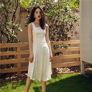 Drawstring Sleeveless Midi A-line Dress