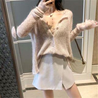 Set: Cardigan + Spaghetti Strap Lace Top + Mini A-line Skort