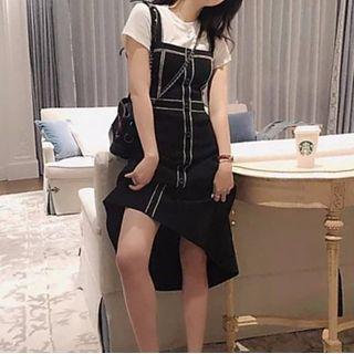 Short Sleeve Plain T-shirt / Pinafore Dress / Set