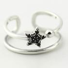925 Sterling Silver Star Layered Open Ring Black Star - Silver - One Size