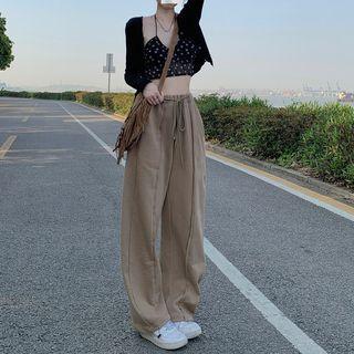 Halter-neck Floral Print Crop Top / Wide Leg Pants