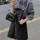 Faux-leather Slim-fit Jumper Dress