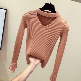 Lace Panel Cutout Knit Top