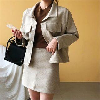 Set: Pocket-detail Jacket + A-line Skirt