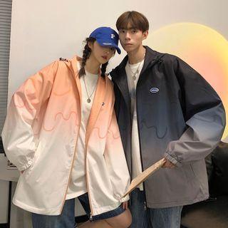 Couple Matching Gradient Hooded Zip-up Jacket