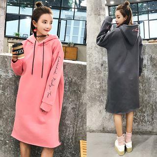 Lettering Embroidered Hoodie Dress