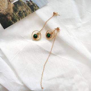 Non-matching Alloy & Stone Dangle Earring As Shown In Figure - One Size