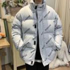 Stand-collar Letter Print Padded Coat