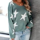 Star Print V-neck Sweater