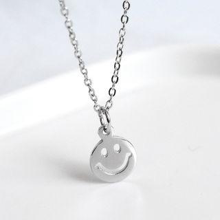 Smiley Pendant Sterling Silver Necklace 925 Silver - Silver - One Size
