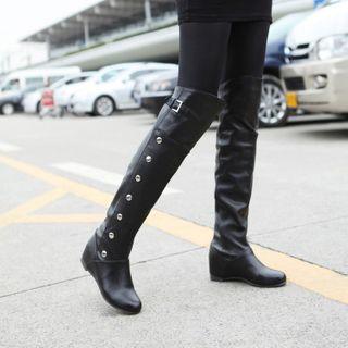 Plain Faux Leather Over-the-knee Boots