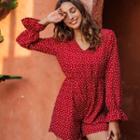 Long-sleeve Heart Print Playsuit