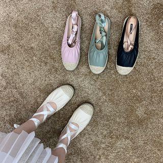 Lace-up Shirred Espadrille Flats