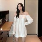 Rhinestone Cut-out Long-sleeve T-shirt