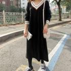Plus Size V-neck Contrast-trim Dress