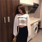 Lettering Loose-fit Cropped Top / Color-block Skirt