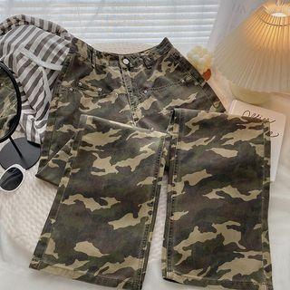 High-waist Camouflage Jeans