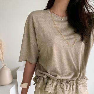 Lace-hem M Lange Linen T-shirt