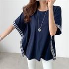Contrast-trim Dolman-sleeve Top