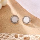Rhinestone Disc Earring De0326 - White - One Size