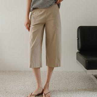 Pintuck Cropped Wide-leg Pants