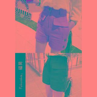 Linen Blend Button-detail Shorts