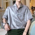 Short-sleeve Polo Collar Blouse