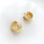 Metal Hook Earring 1 Pair - Clip On Earring - Gold - One Size