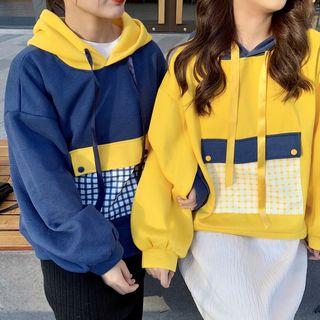 Pocket-front Color Block Hoodie