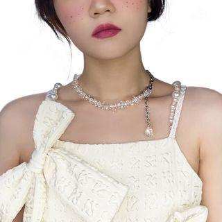 Faux Pearl Faux Crystal Stainless Steel Choker