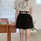 Wide-leg Cotton Short With Belt