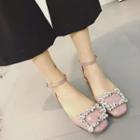 Rhinestone Buckle Pumps With Ankle Strap