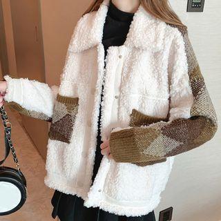Paneled Fleece Buttoned Jacket