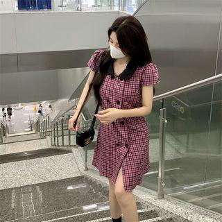 Two-tone Plaid A-line Mini Dress