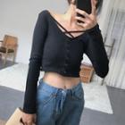 Long-sleeve Strappy Crop T-shirt